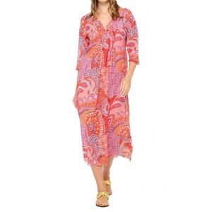 NEW ONESEASON brazil long poppy midi dress in coral